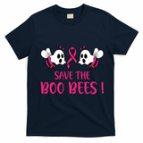 Save The Boobees Boo Bees Breast Cancer Halloween Gift T-Shirt - Navy Blue