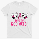 Save The Boobees Boo Bees Breast Cancer Halloween Gift T-Shirt - White