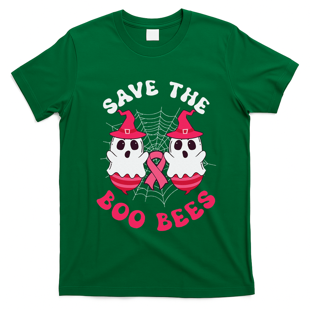 Save The Boo Bees Funny Halloween Breast Cancer Awareness T-Shirt - Irish Green