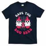 Save The Boo Bees Funny Halloween Breast Cancer Awareness T-Shirt - Navy Blue