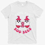 Save The Boo Bees Funny Halloween Breast Cancer Awareness T-Shirt - White