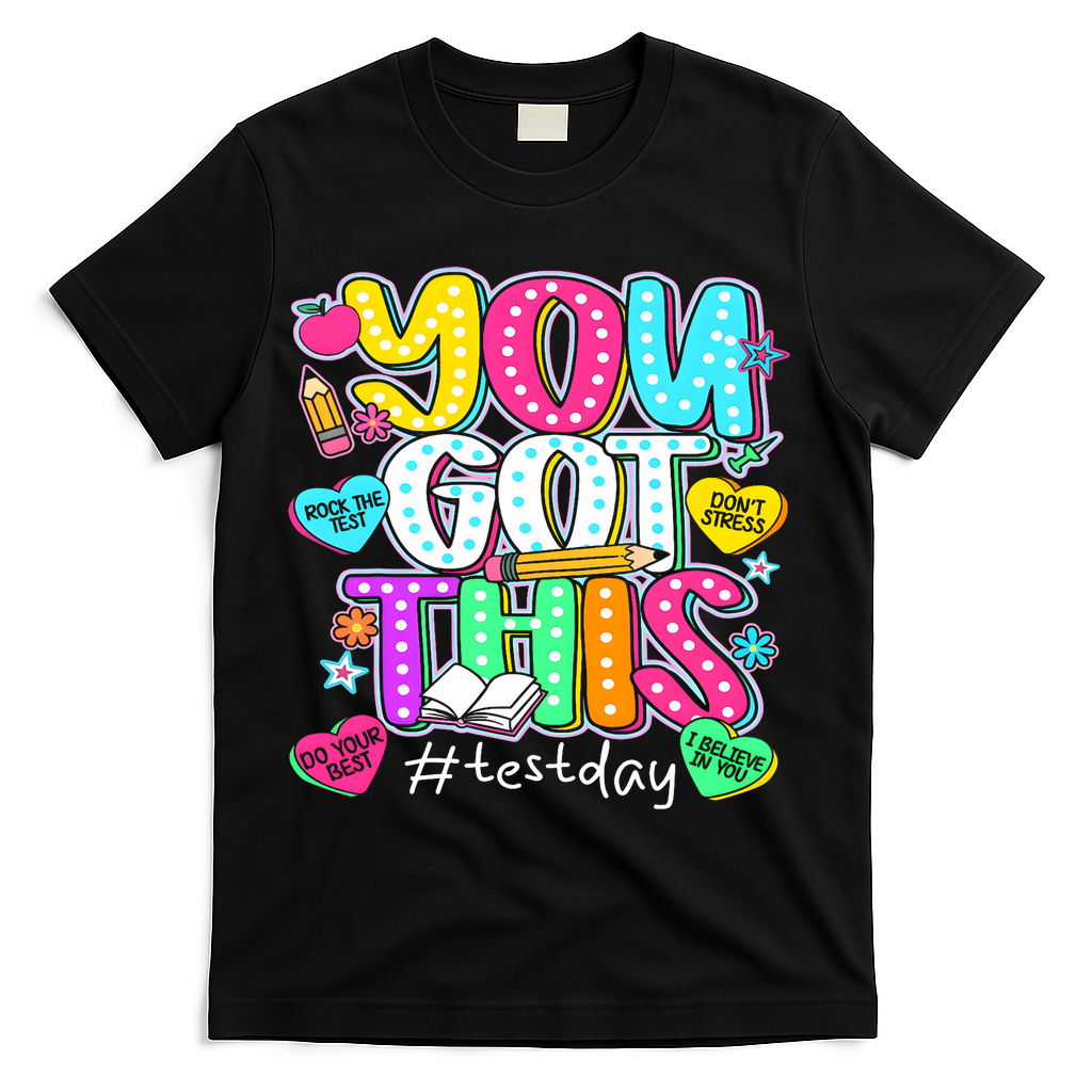 State Testing Day Motivational Teacher Groovy You Got This T-Shirt - Black