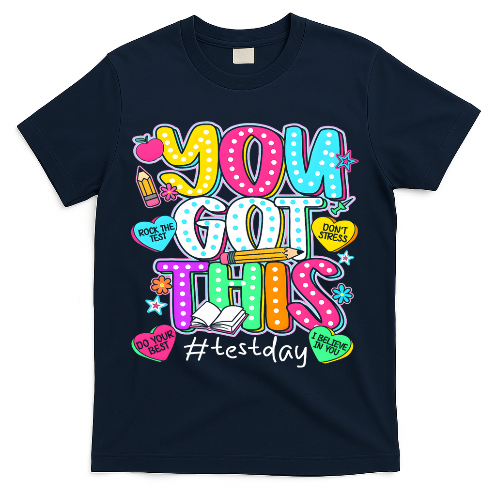 State Testing Day Motivational Teacher Groovy You Got This T-Shirt - Navy