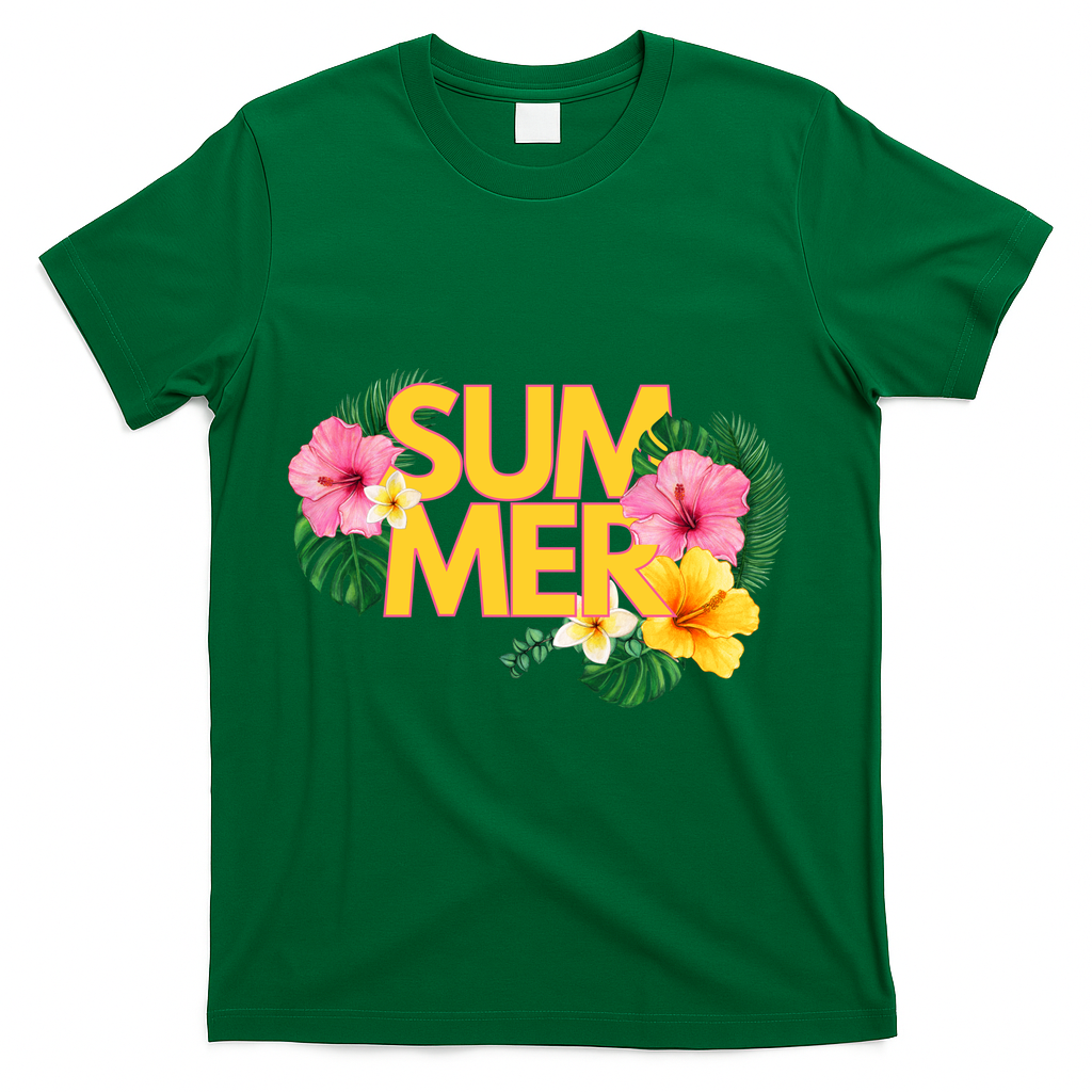 Summer Tropical Floral T-Shirt - Green