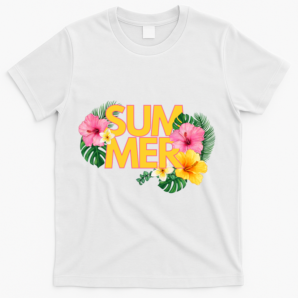 Summer Tropical Floral T-Shirt - White