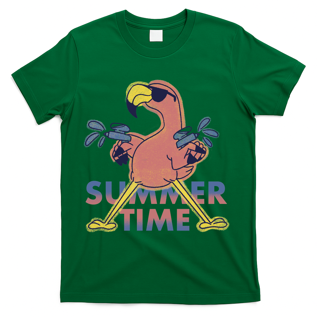 Summer Time Flamingo T-Shirt - Green
