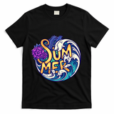 Summer Tropical Ocean Wave T-Shirt - Black