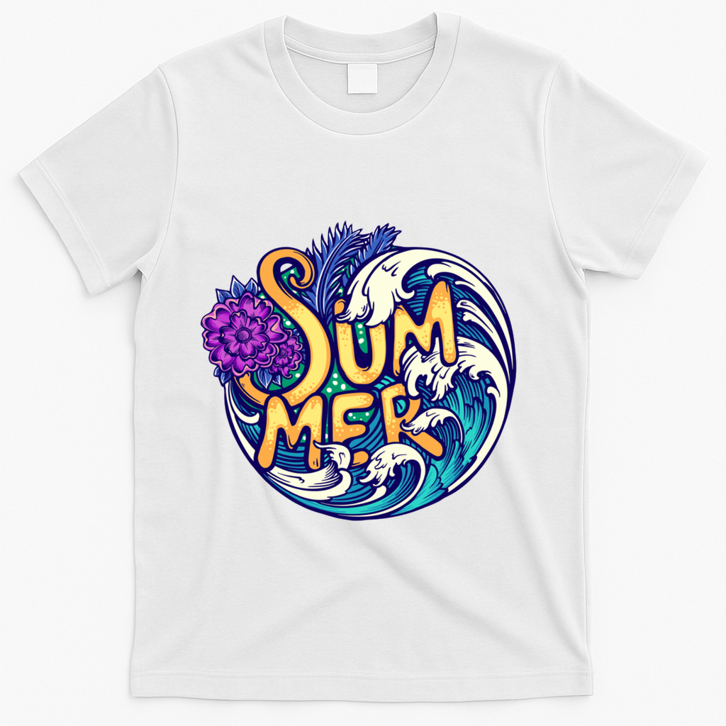 Summer Tropical Ocean Wave T-Shirt - White