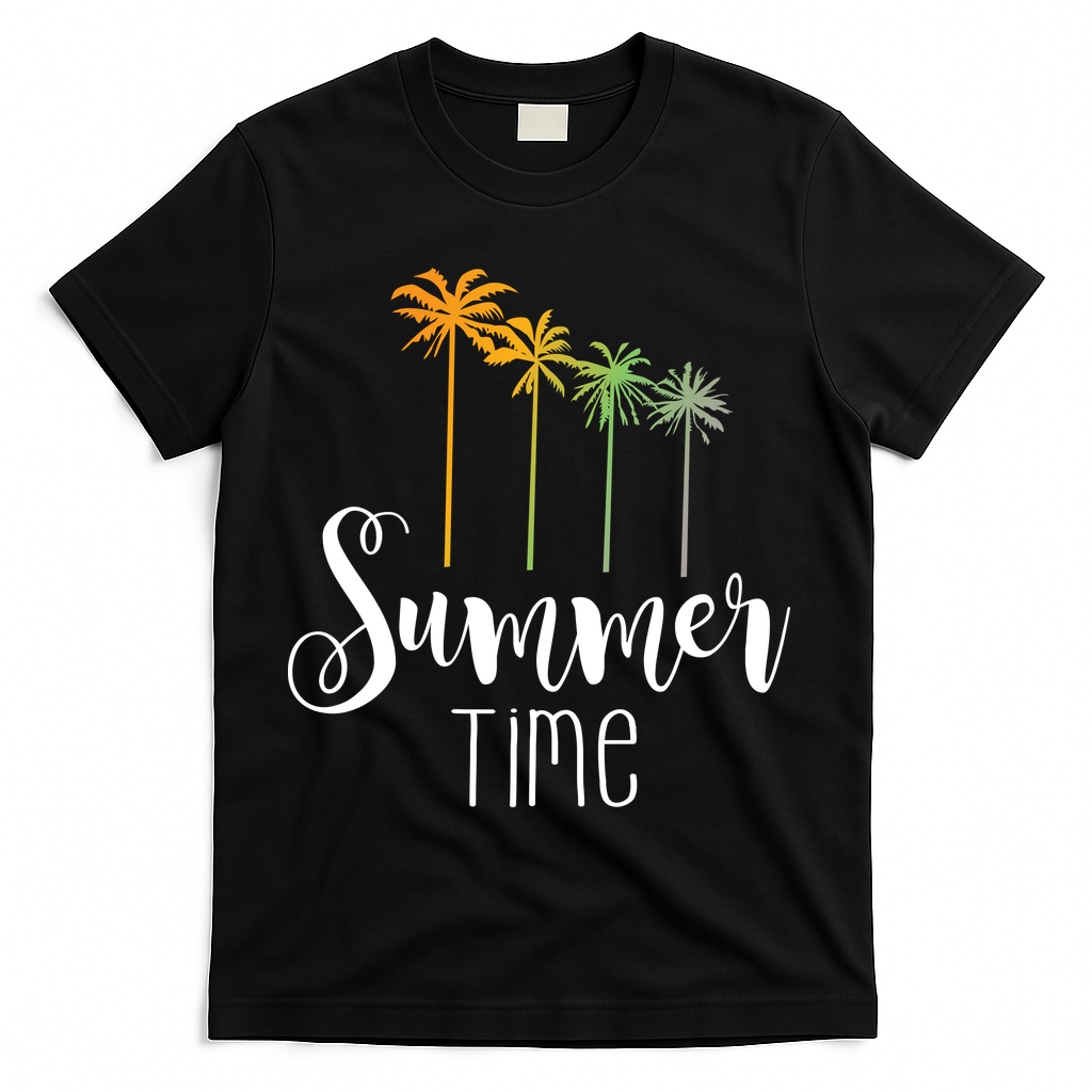 Summer Time Palm Tree T-Shirt - Black