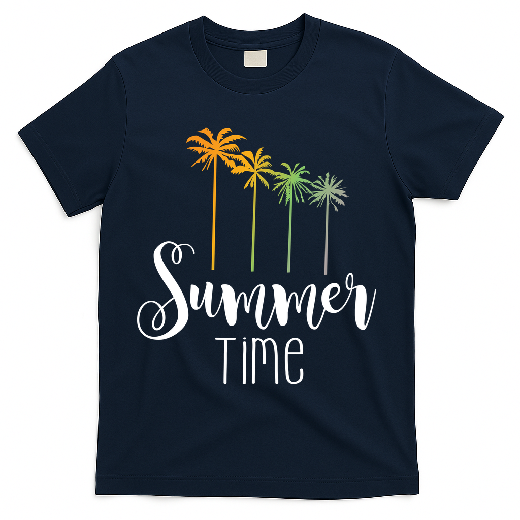 Summer Time Palm Tree T-Shirt - Navy