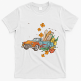 Surfing Tropical Summer Retro Truck T-Shirt - White