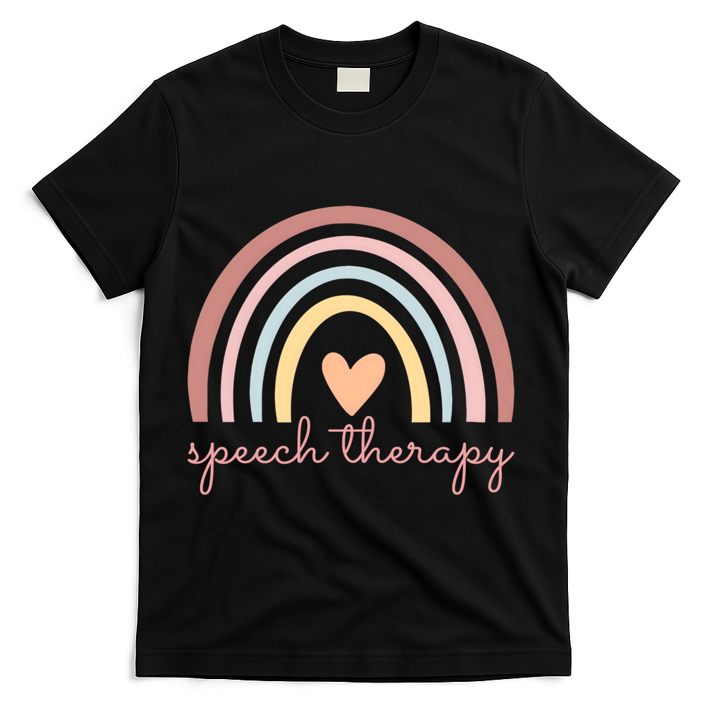 Speech Therapy Speech Language Pathologist Slp Boho Rainbow Gift T-Shirt - Black