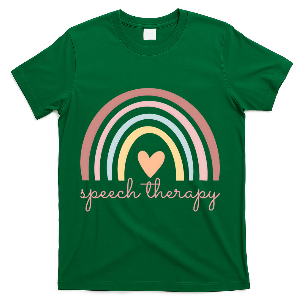 Speech Therapy Speech Language Pathologist Slp Boho Rainbow Gift T-Shirt - Green