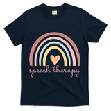 Speech Therapy Speech Language Pathologist Slp Boho Rainbow Gift T-Shirt - Navy