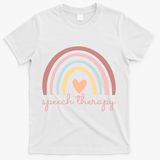Speech Therapy Speech Language Pathologist Slp Boho Rainbow Gift T-Shirt - White