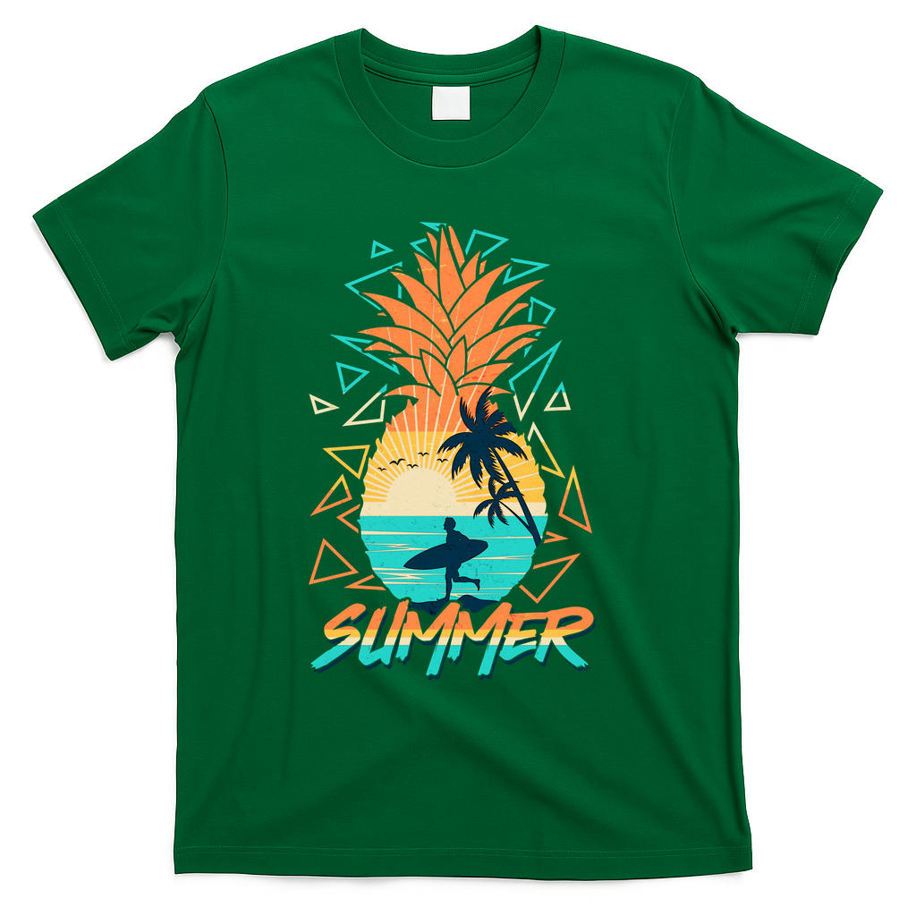 Summer Time Sufer Pineapple T-Shirt - Green