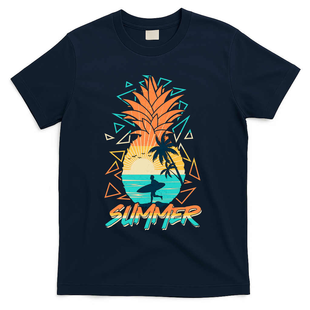 Summer Time Sufer Pineapple T-Shirt - Navy