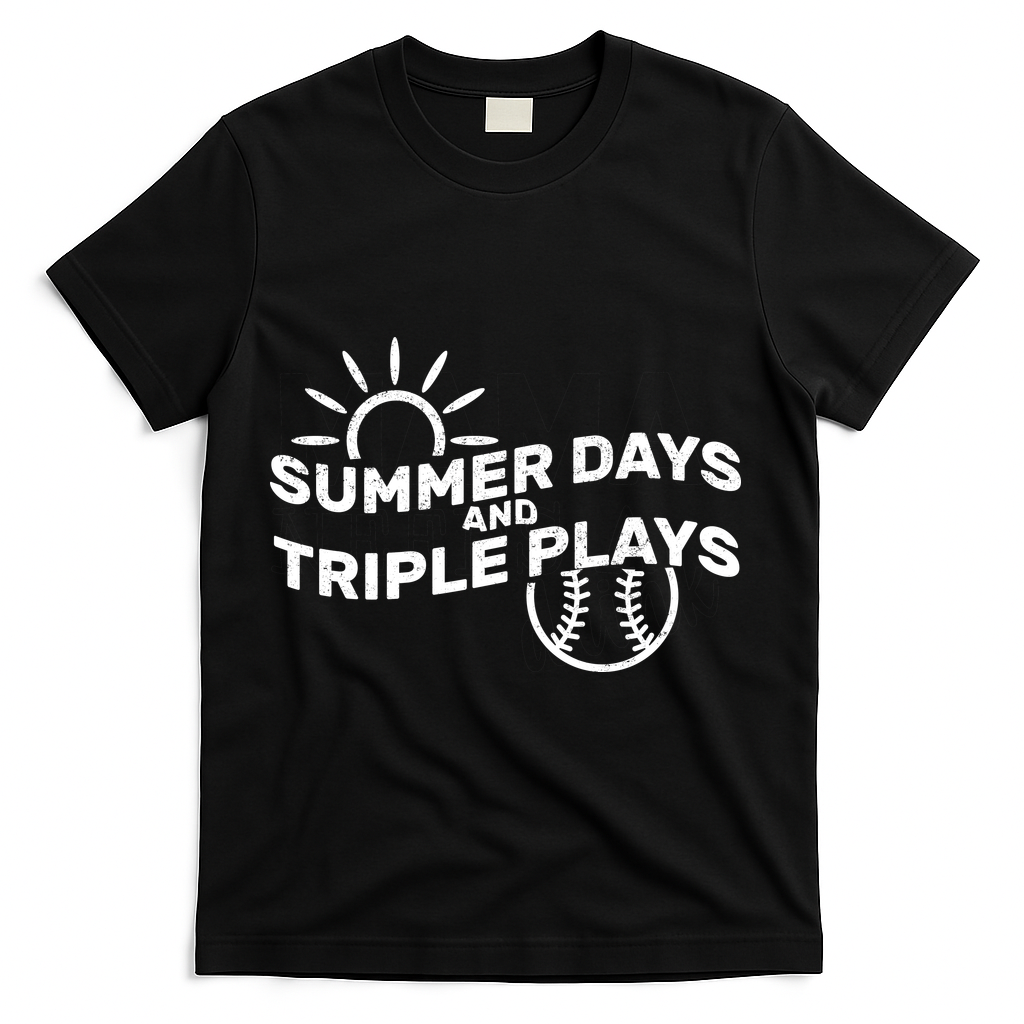 Summer Days And Triple Plays T-Shirt - Black