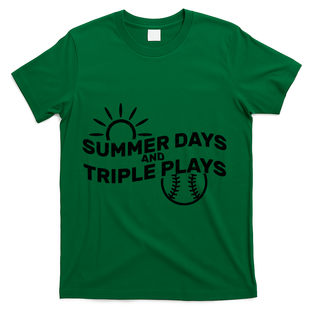 Summer Days And Triple Plays T-Shirt - Green