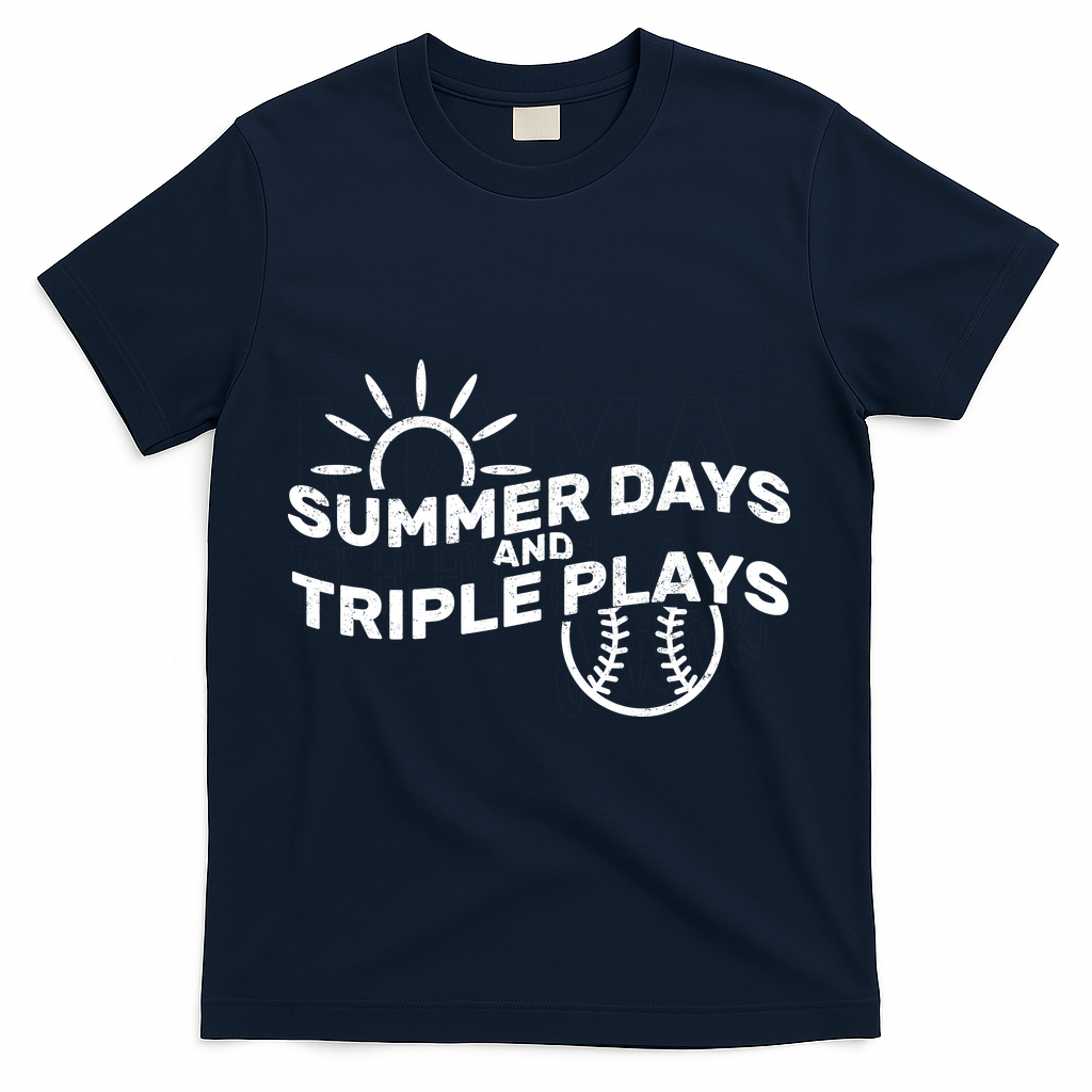 Summer Days And Triple Plays T-Shirt - Navy