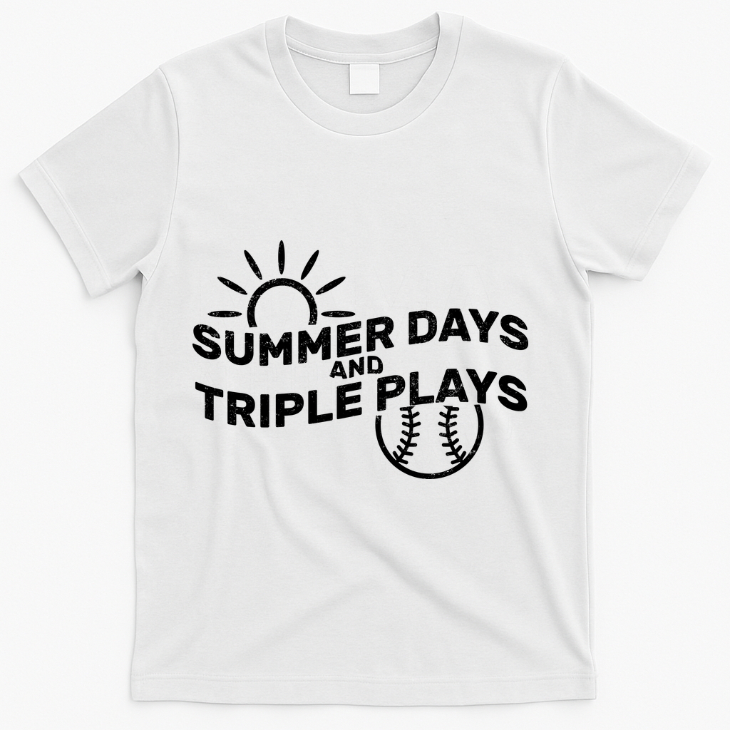 Summer Days And Triple Plays T-Shirt - White