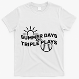 Summer Days And Triple Plays T-Shirt - White