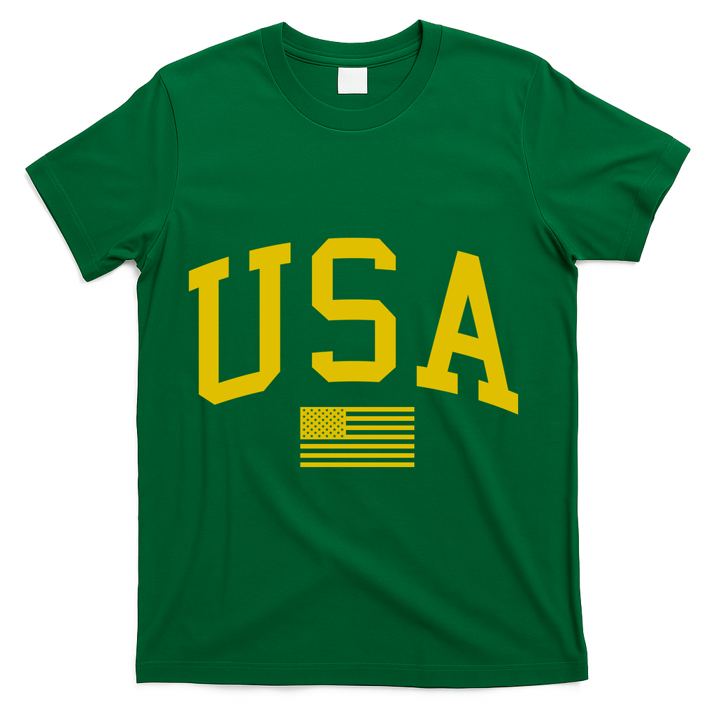 Simplified USA Flag Sports Fan Varsity T-Shirt - Green