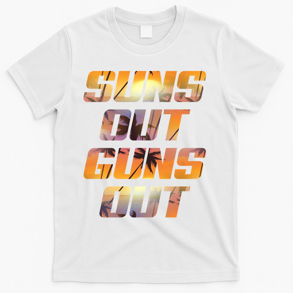 Suns Out Guns Out Summer T-Shirt - White