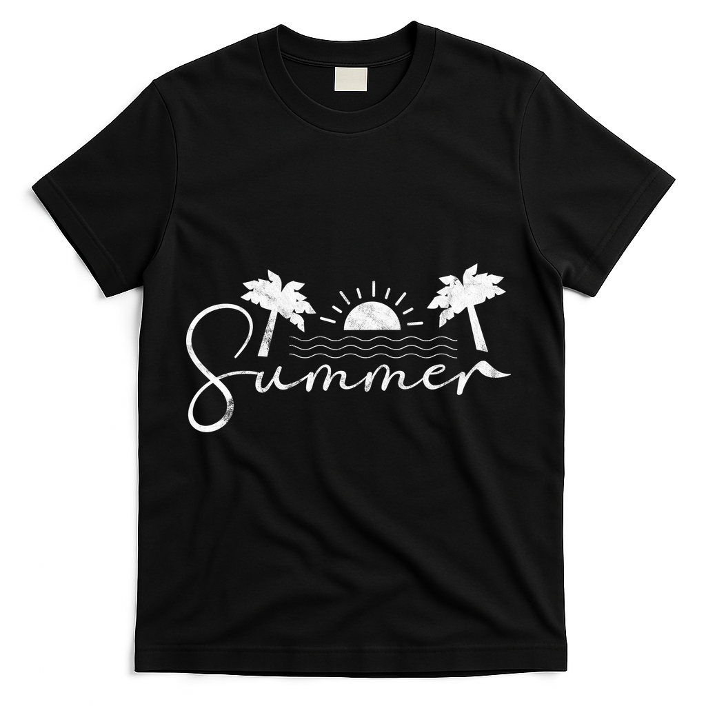 Summer Vintage Beach T-Shirt - Black