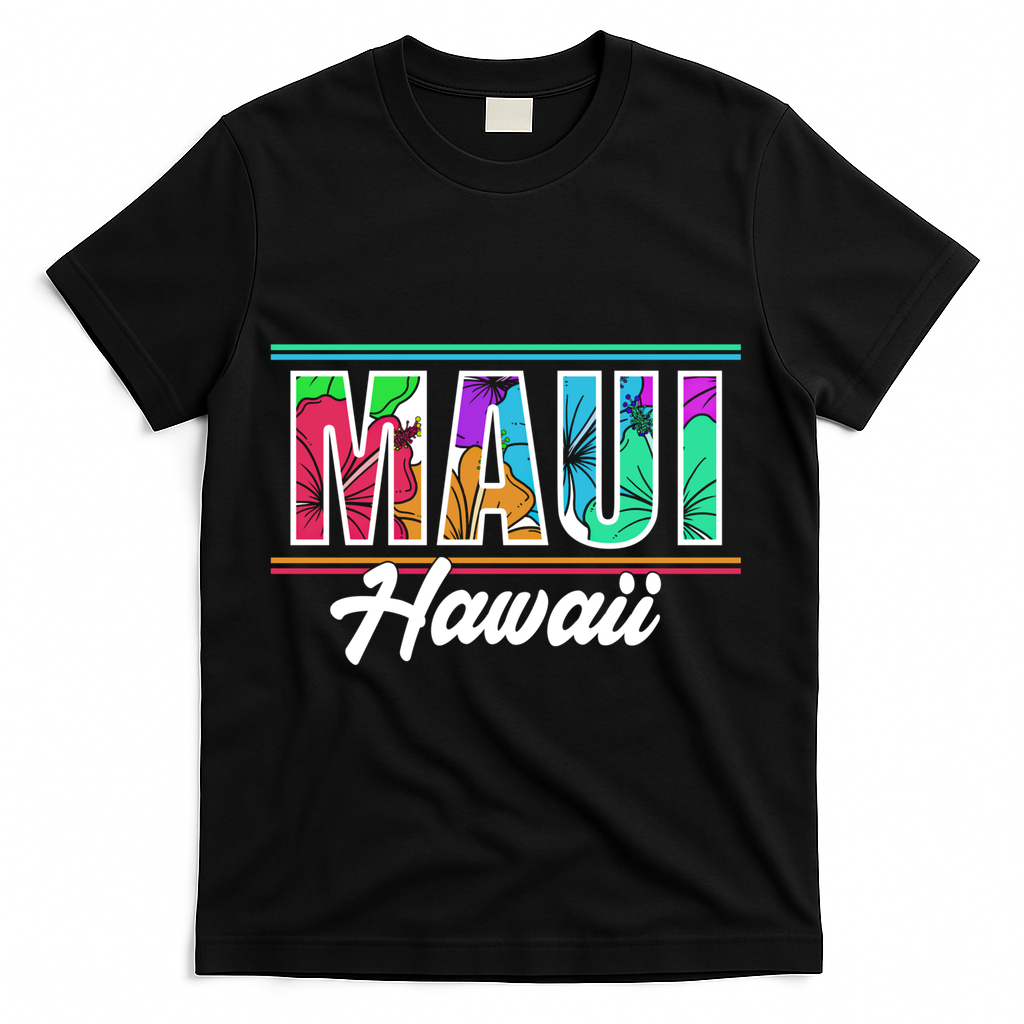 Summer Vacation Beach Maui Hawaii Gift T-Shirt - Black