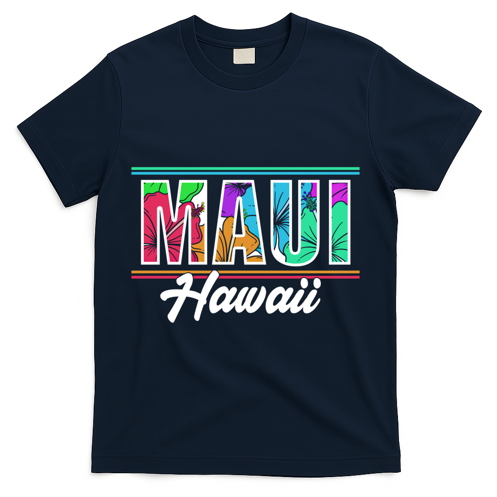 Summer Vacation Beach Maui Hawaii Gift T-Shirt - Navy