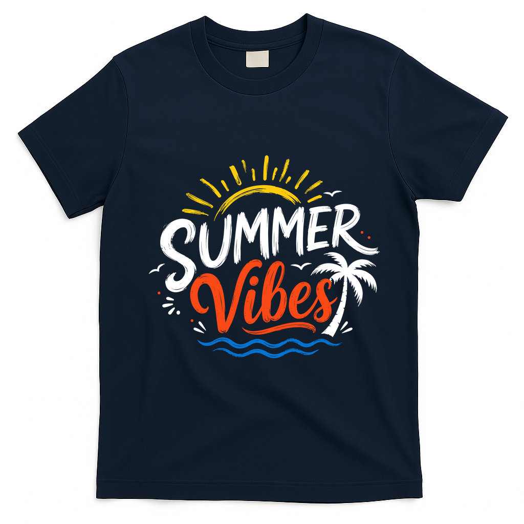 Summer Vibes Beach Lovers And Sun Seekers T-Shirt - Navy Blue