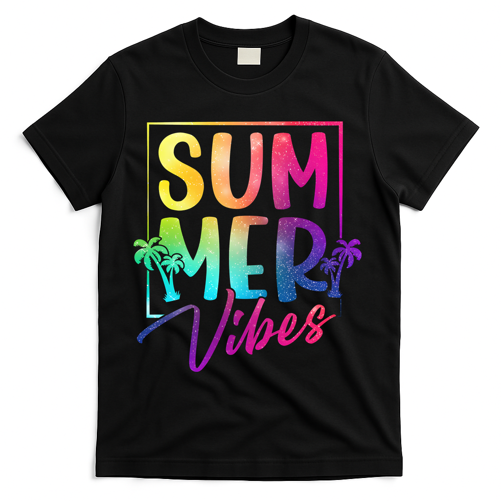Summer Vibes Beach Sunset T-Shirt - Black