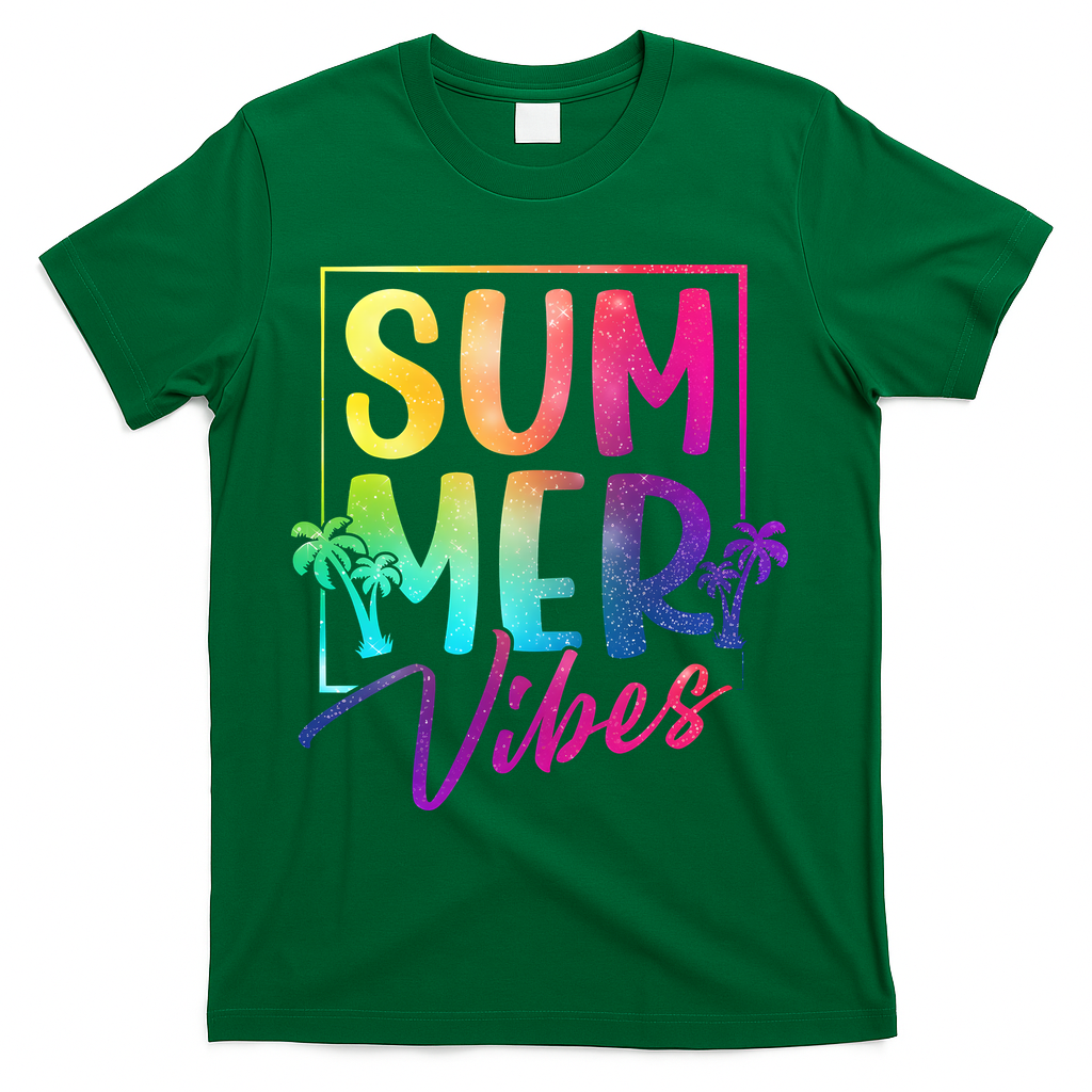 Summer Vibes Beach Sunset T-Shirt - Green