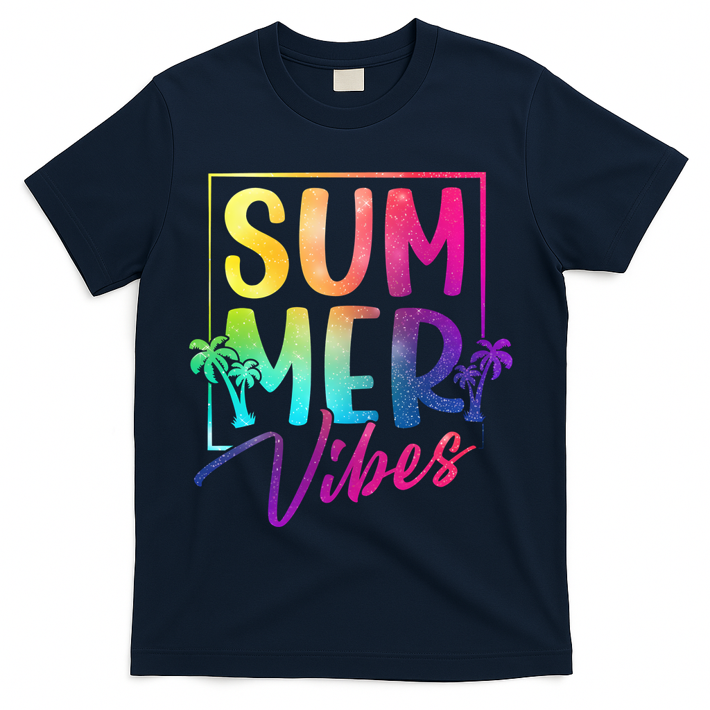 Summer Vibes Beach Sunset T-Shirt - Navy