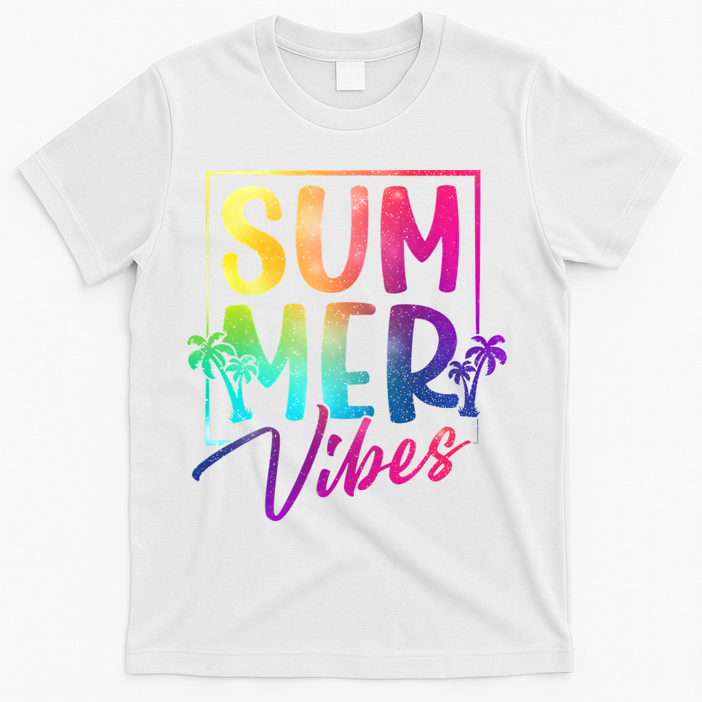 Summer Vibes Beach Sunset T-Shirt - White