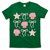 Summer Vibe Coquette Bow Pearl Clam Starfish Cotton Candy T-Shirt - Green