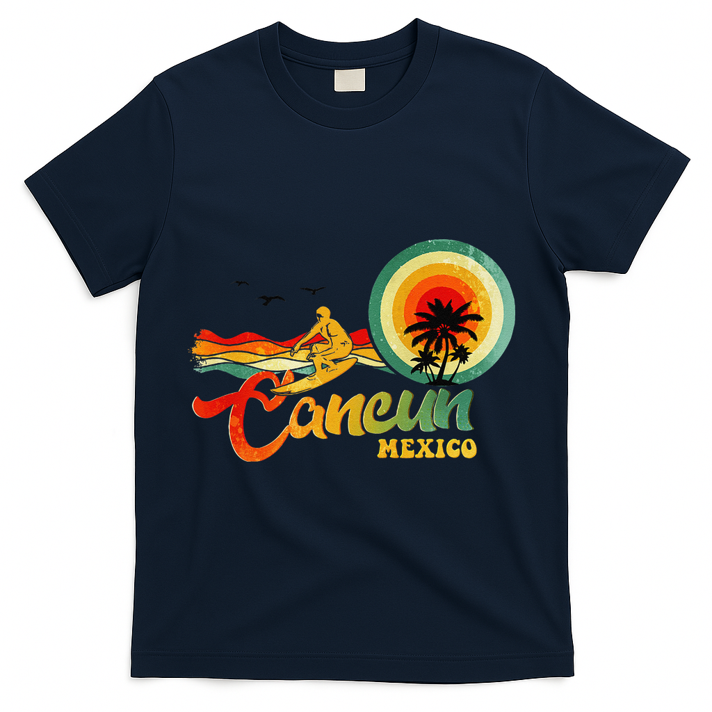 Summer Vacation Cancun Mexico Beach T-Shirt - Navy