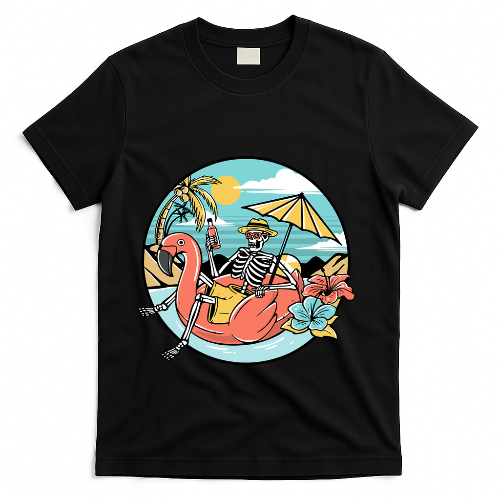 Summer Vibes Chill Vibes Only Hippie Skeleton T-Shirt - Black