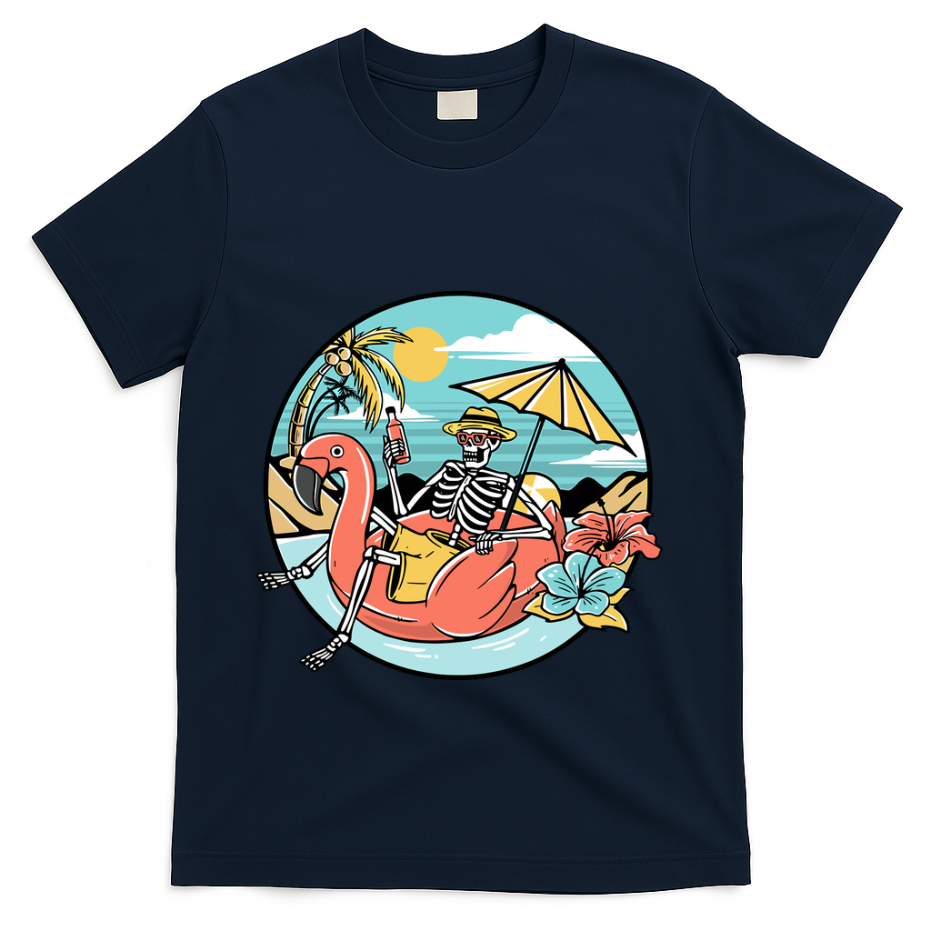 Summer Vibes Chill Vibes Only Hippie Skeleton T-Shirt - Navy