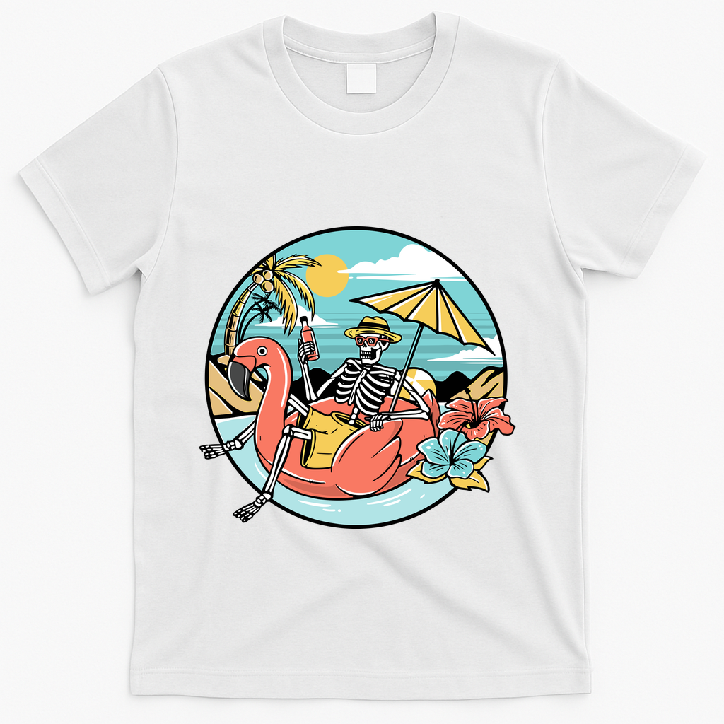 Summer Vibes Chill Vibes Only Hippie Skeleton T-Shirt - White