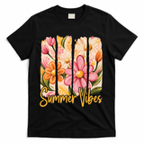 Summer Vibes Floral Beach Life T-Shirt - Black