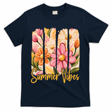 Summer Vibes Floral Beach Life T-Shirt - Navy