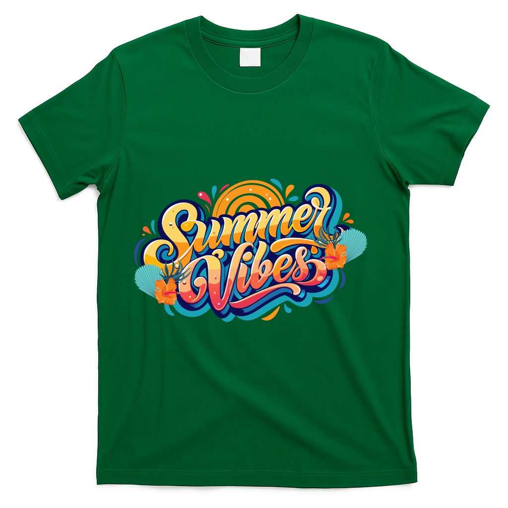 Summer Vibes Family Beach Summer Holiday T-Shirt - Green