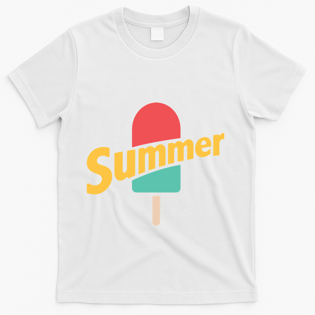 Summer Vacation Ice Cream Popsicle T-Shirt - White