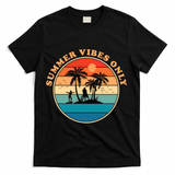 Summer Vibes Only Retro Beach Sunset T-Shirt - Black