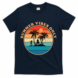 Summer Vibes Only Retro Beach Sunset T-Shirt - Navy