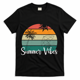 Summer Vibes Palm Trees Retro Sunset T-Shirt - Black