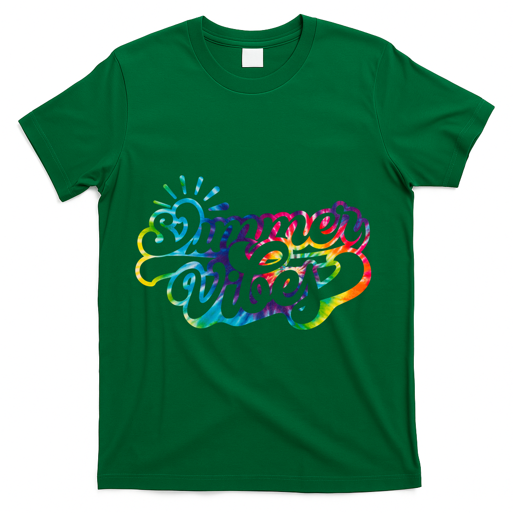 Summer Vibes Retro Colorful Trippy Style T-Shirt - Green