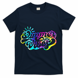 Summer Vibes Retro Colorful Trippy Style T-Shirt - Navy